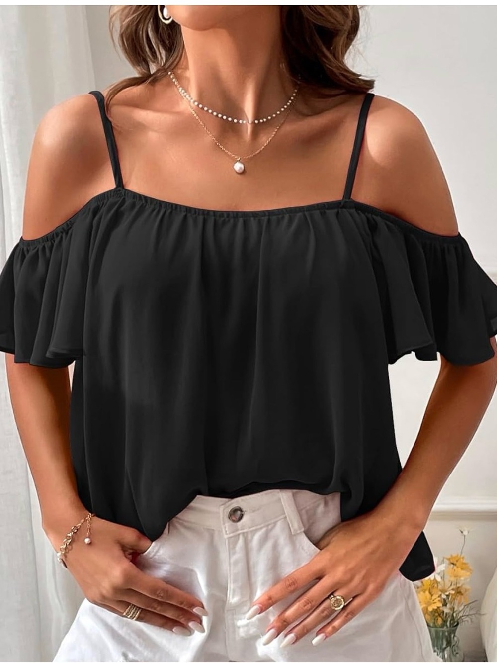 Cold-Shoulder Black Women's Top XL